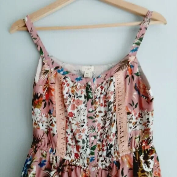 TINY / Anthropologie Thea Peplum Tank Top Pink Floral Sz XS Flawed - Picture 3 of 16